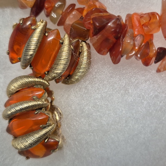Genuine Carnelian Stone Necklace and Earring Set main image 0